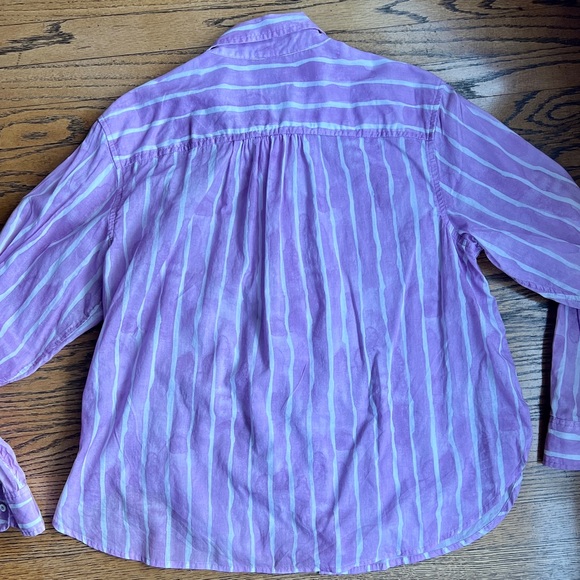NIC+ZOE Lavender and White Striped Shirt - Picture 2 of 10